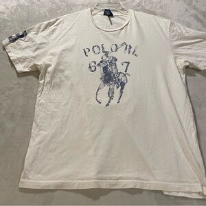 Polo Ralph Lauren Shirt Men’s Large White Tee Short Sleeve Polo Pony Stamp